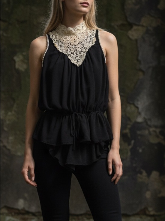 Wildfox Tops - Wildfox Black and Cream Crochet Lace Top